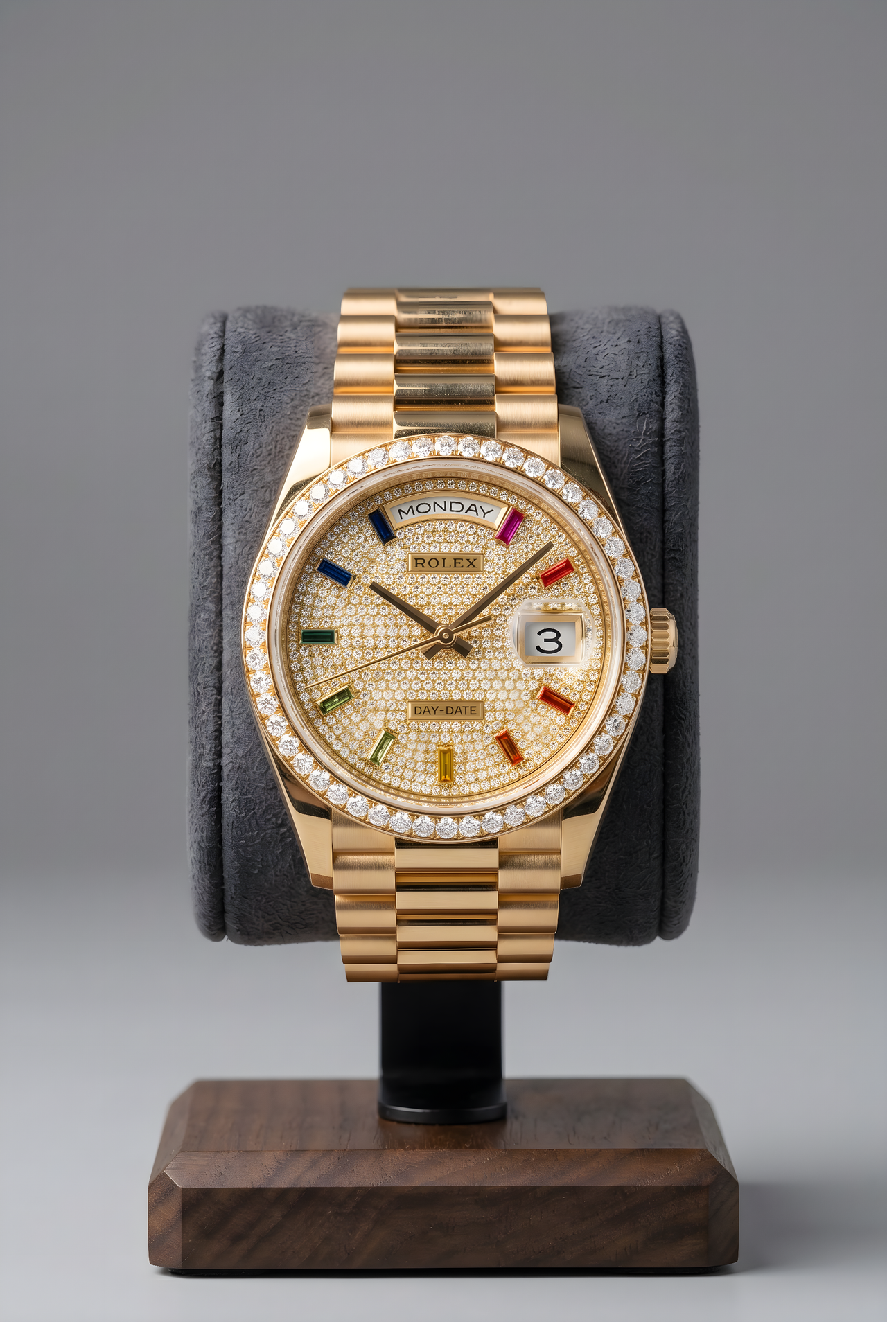 Rolex Day-Date 36 Rainbow Dial 128348 18k Yellow Gold
